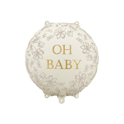 Partydeco Beige & Gold Oh Baby Foil Balloon