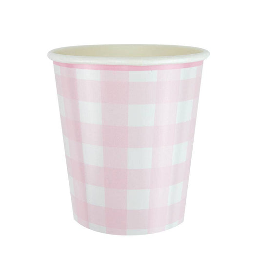 x8 PINK VICHY PAPER CUPS