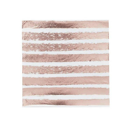 Rose Gold Striped Paper Napkins 16 Pack