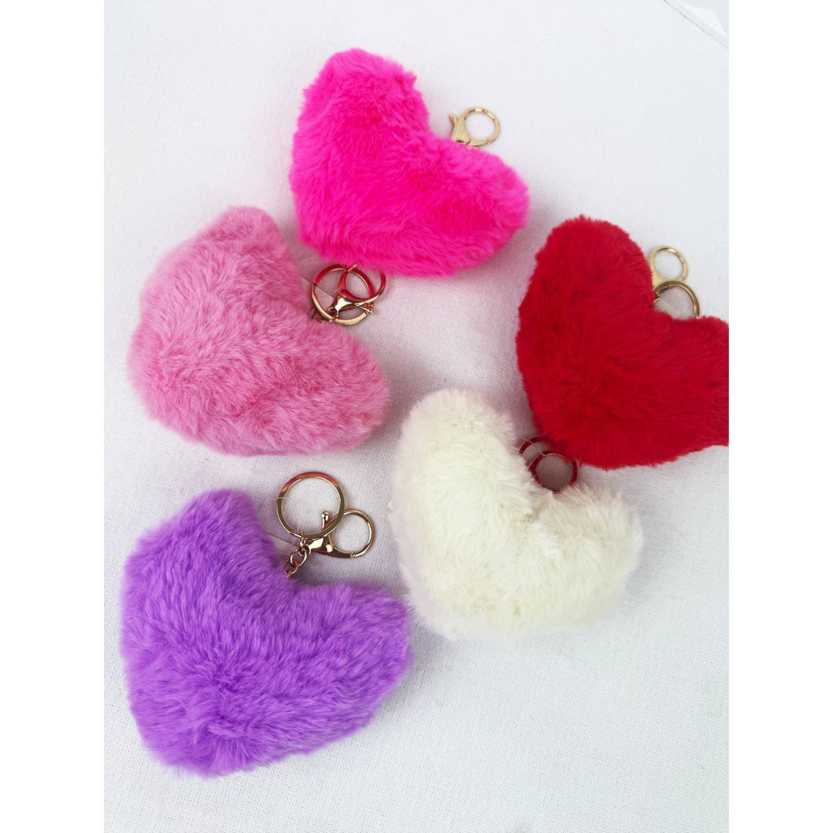 Pom Pom Heart Shape Plush Keychain - Winterberries