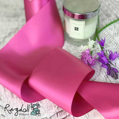 100mm Raspberry Rose Satin Ribbon - 10 Metre Roll - Winterberries