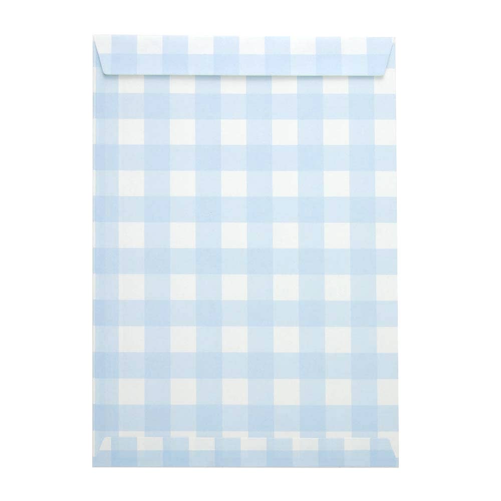 x8 BLUE GINGHAM PAPER GIFT BAGS - Winterberries