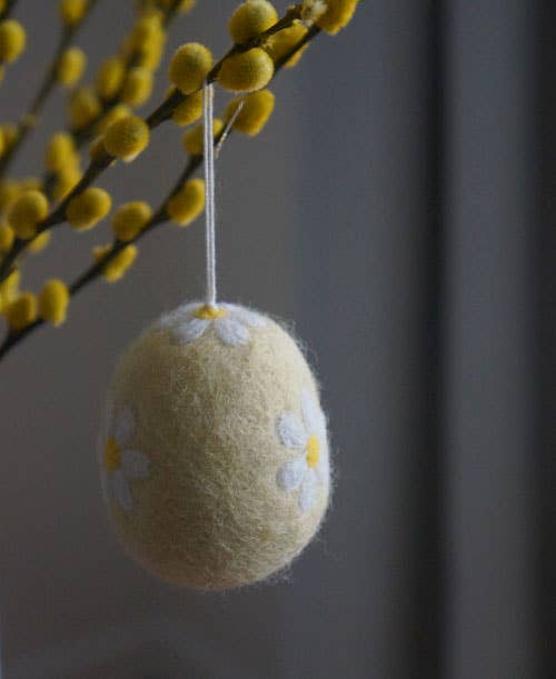 WOOL YELLOW EASTER EGG ORNAMENT