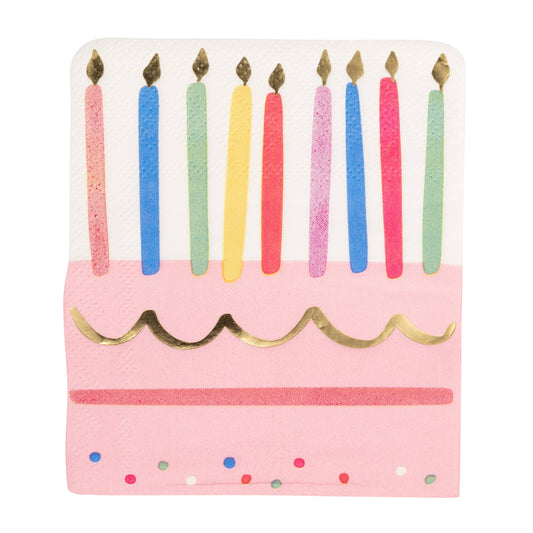 PLBDY32 - Foil Cake & Candles Cocktail Napkin - Winterberries