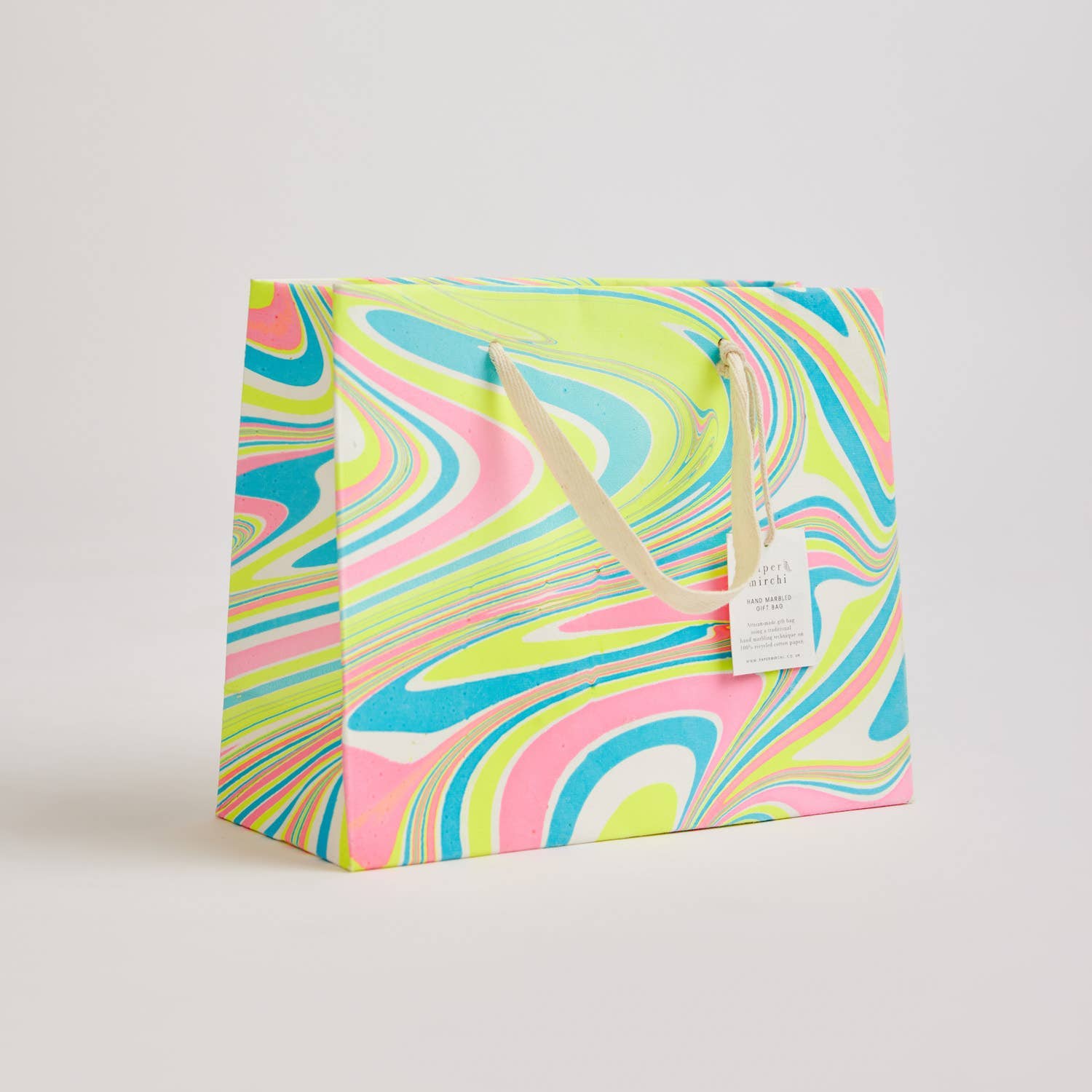x1 Hand Marbled Gift Bags (Medium) - Neon - Winterberries
