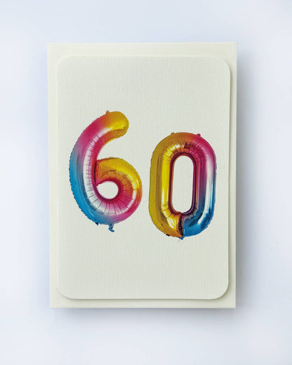Birthday Balloon No. 60 Greeting Card | Age Cards - Winterberries