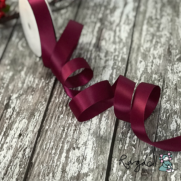 19mm Wine Satin Ribbon – 10 Metre Roll - Winterberries