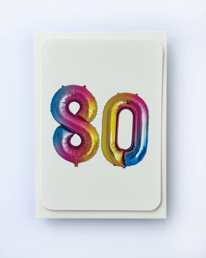 Birthday Balloon No. 80 Greeting Card | Age Cards - Winterberries