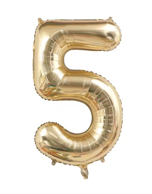 40" CHAMPAGNE GOLD NUMBER '5' DEFLATED FOIL BALLOON