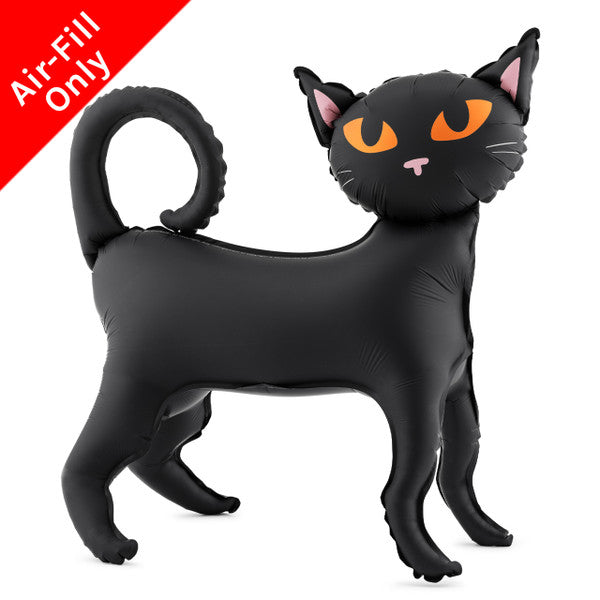 18" BLACK CAT STANDING DEFLATED FOIL BALLOON