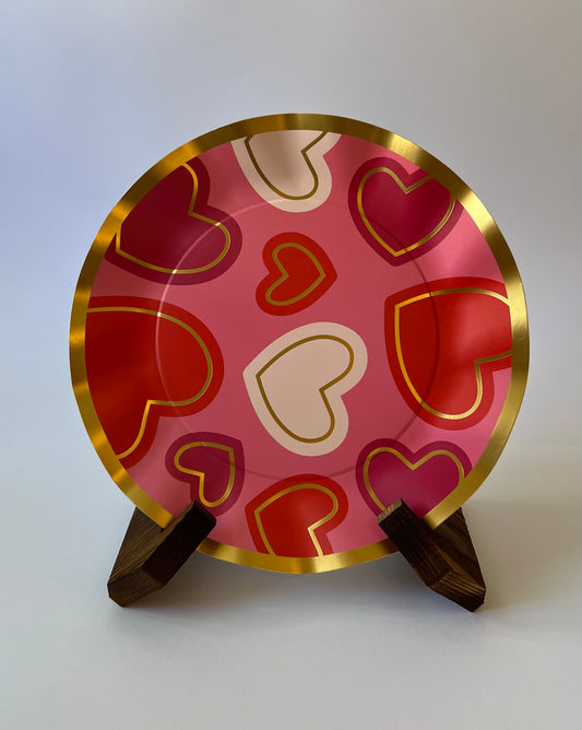 x8 HEARTS WAVY PAPER PLATES - Winterberries