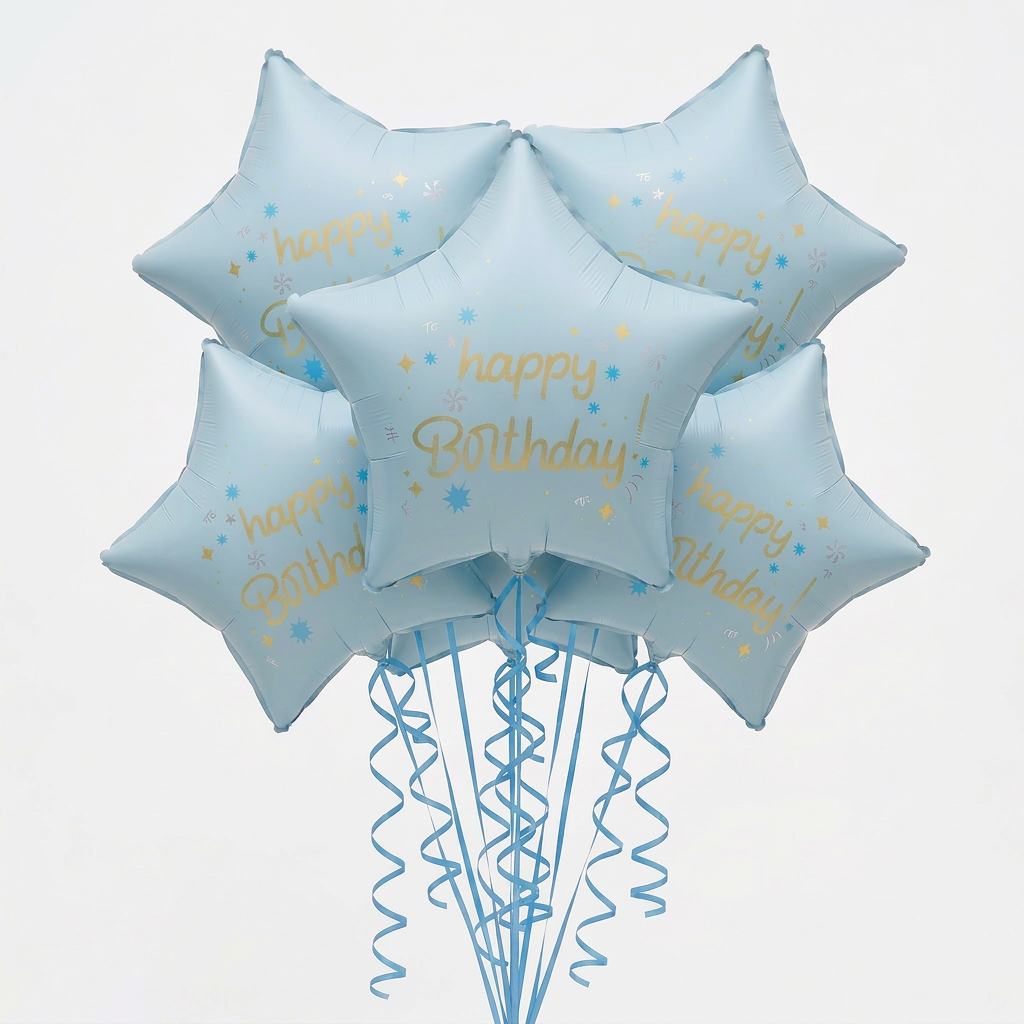 18" 'HAPPY BIRTHDAY' STAR DEFLATED FOIL BALLOON - Winterberries