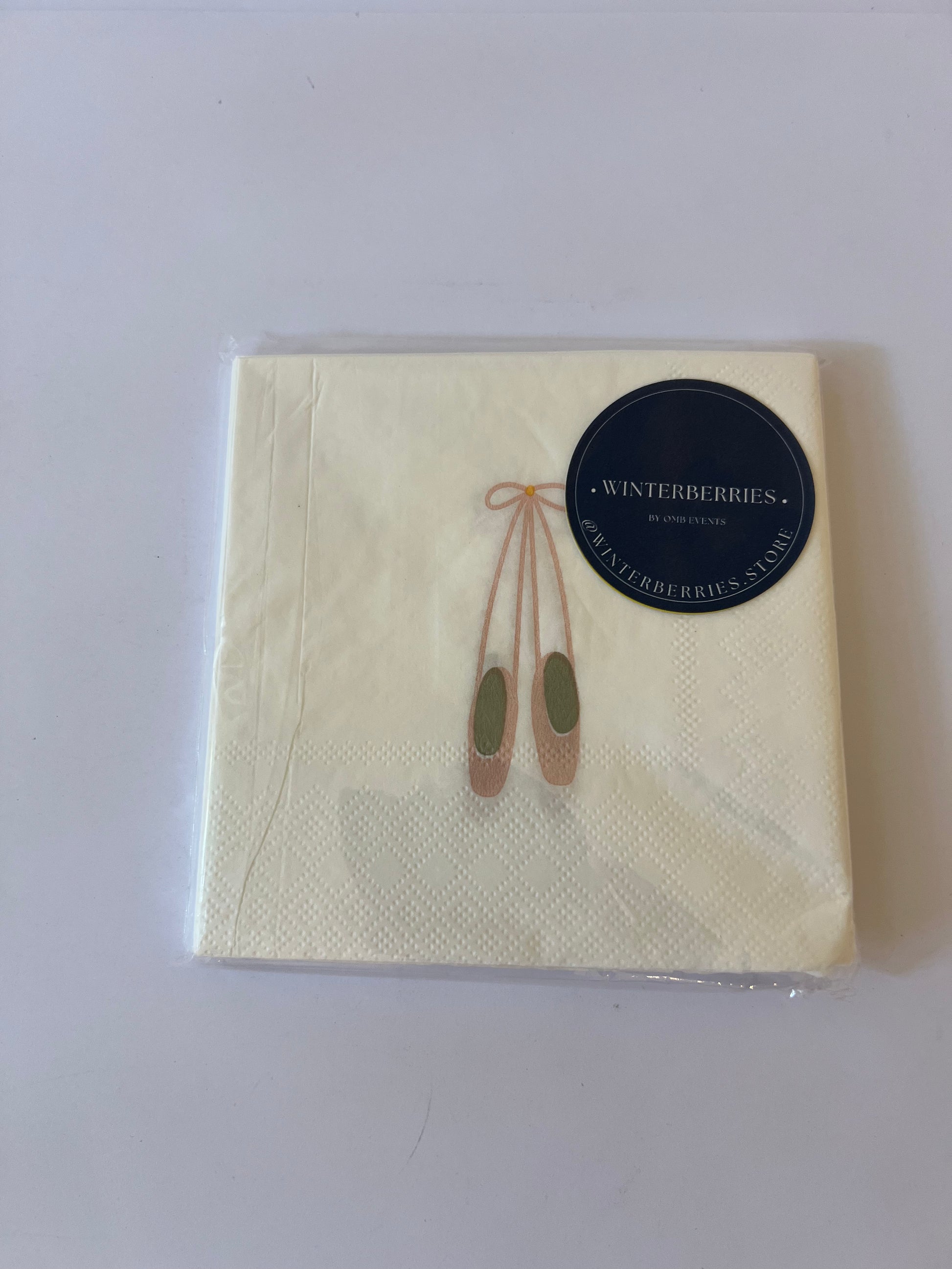 x16 BALLET SHOES COCKTAIL PAPER NAPKINS - Winterberries