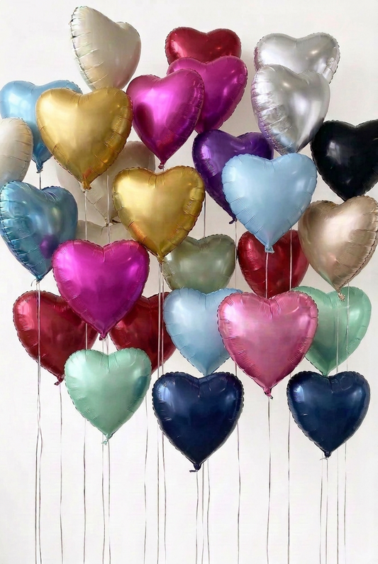 18" METALLIC HEART DEFLATED FOIL BALLOON