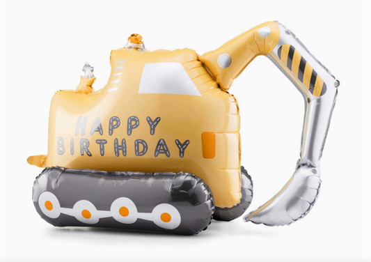 30" SELF-STANDING 'HAPPY BIRTHDAY' EXCAVATOR FOIL DEFLATED BALLOON - Winterberries