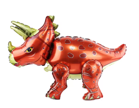 35" SELF-STANDING RED TRICERATOPS DEFLATED FOIL BALLOON - Winterberries