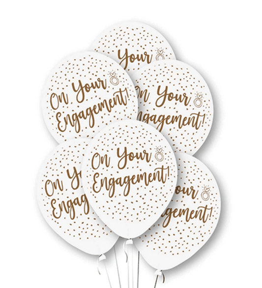 11" CONFETTI 'ON YOUR ENGAGEMENT' LATEX BALLOONS BOUQUET - Winterberries