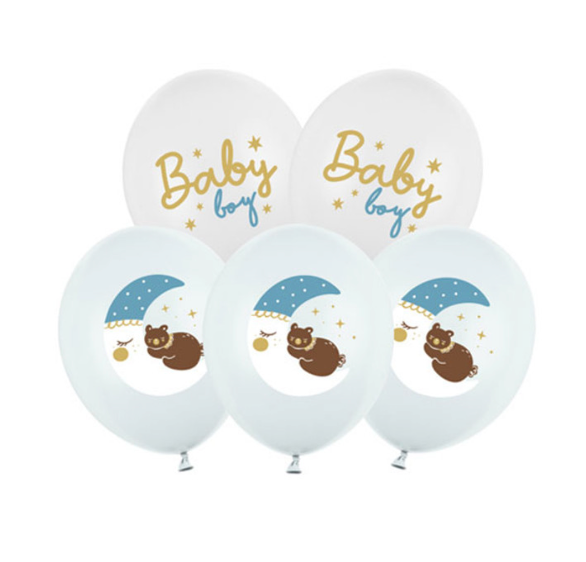 12" BABY AND SLEEPING BEAR ON THE MOON LATEX BALLOONS BOUQUET - Winterberries