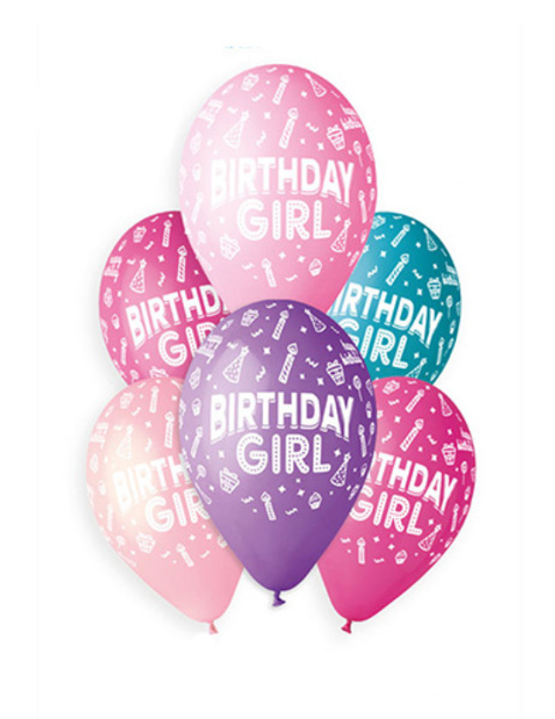 13" 'BIRTHDAY' FUN ASSORTED LATEX BALLOONS BOUQUET - Winterberries