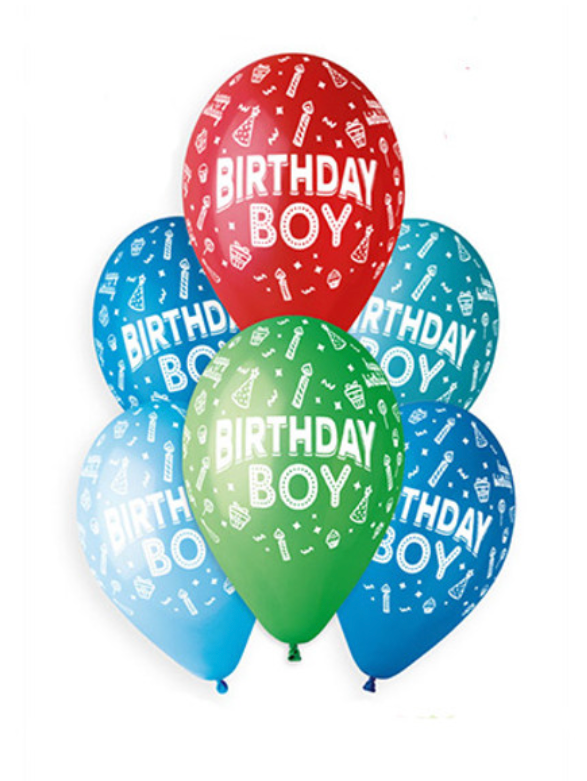 13" 'BIRTHDAY' FUN ASSORTED LATEX BALLOONS BOUQUET