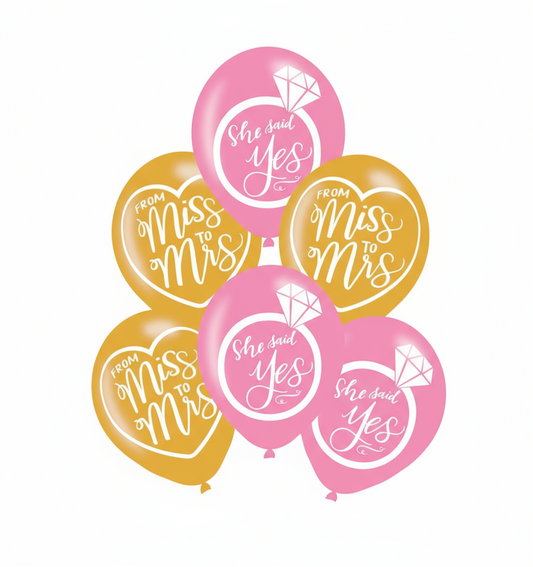 11" 'FROM MISS TO MRS' ASSORTED LATEX BALLOONS BOUQUET