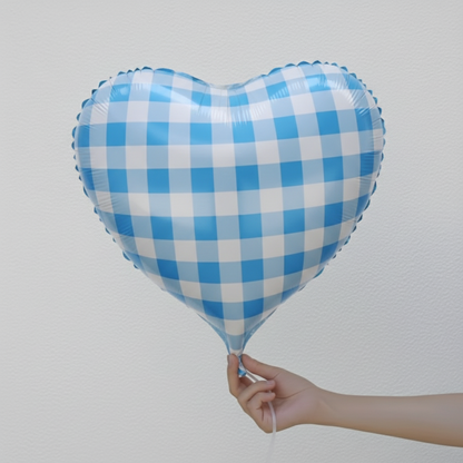 18" CHECKERED HEART DEFLATED FOIL BALLOON