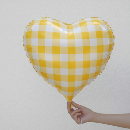 18" CHECKERED HEART DEFLATED FOIL BALLOON