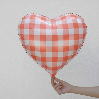 18" CHECKERED HEART DEFLATED FOIL BALLOON