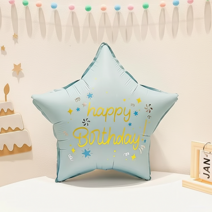 18" 'HAPPY BIRTHDAY' STAR DEFLATED FOIL BALLOON - Winterberries