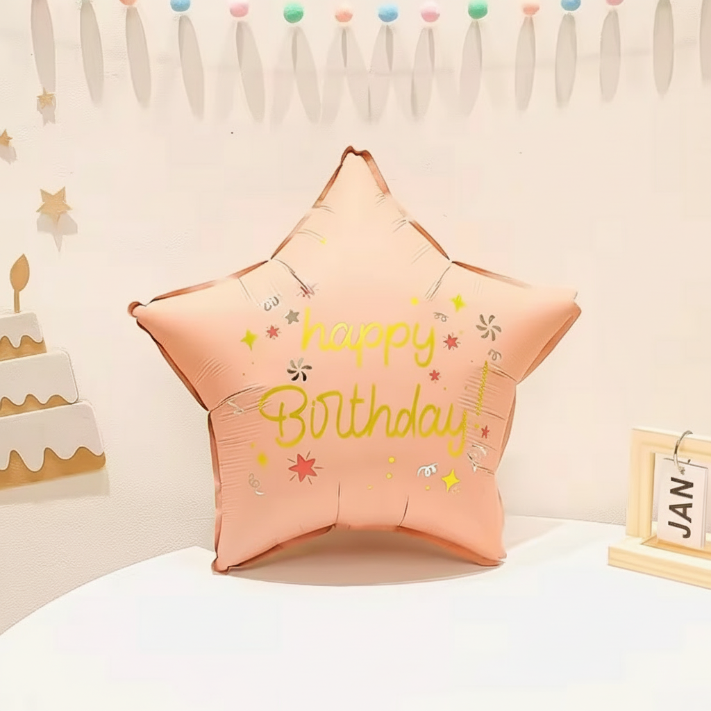 18" 'HAPPY BIRTHDAY' STAR DEFLATED FOIL BALLOON - Winterberries