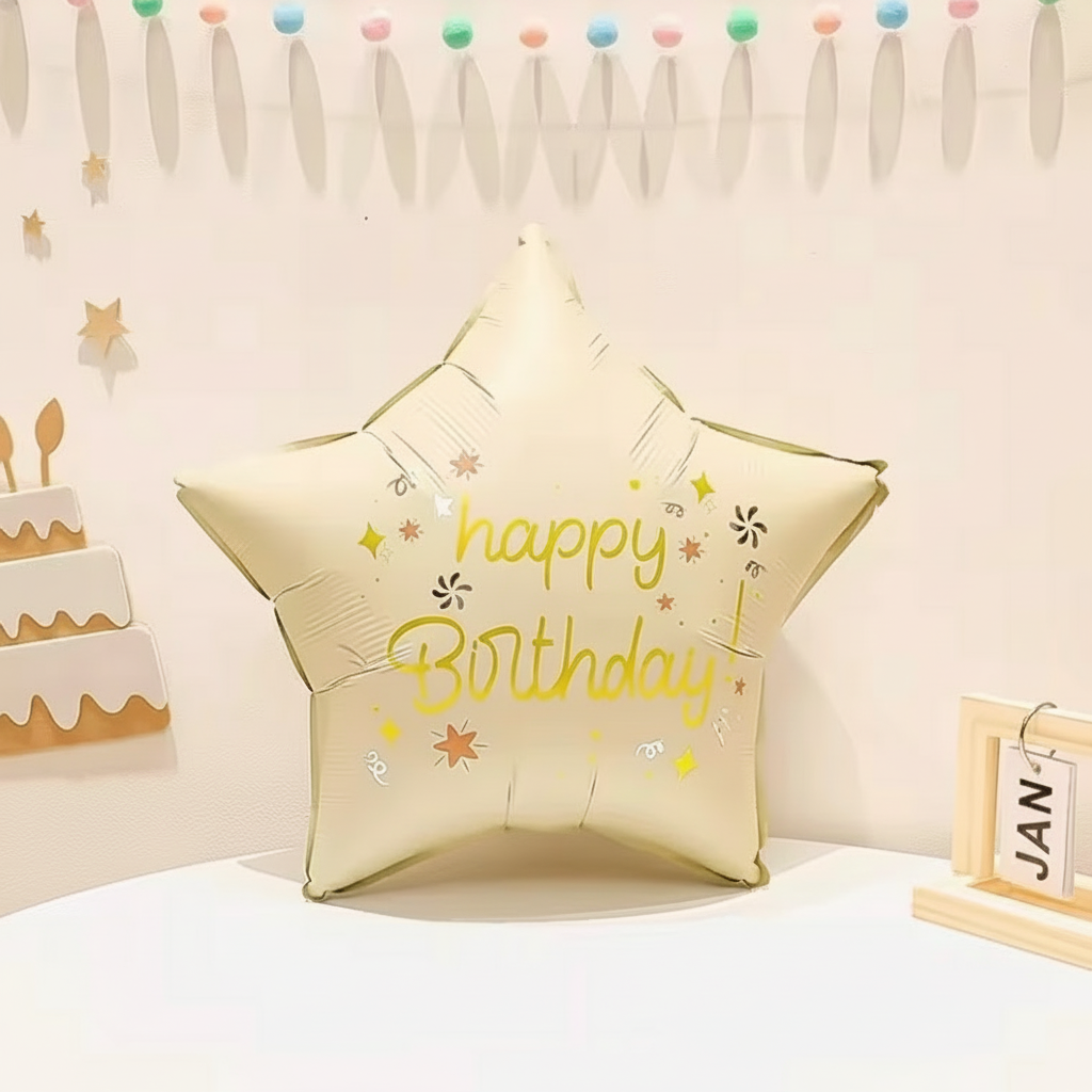 18" 'HAPPY BIRTHDAY' STAR DEFLATED FOIL BALLOON - Winterberries