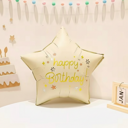 18" 'HAPPY BIRTHDAY' STAR DEFLATED FOIL BALLOON - Winterberries