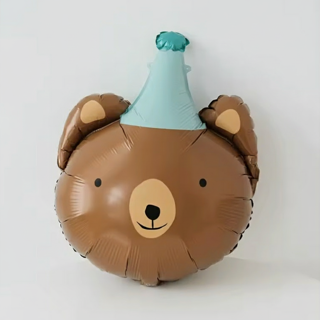 22" PARTY HAT ANIMAL HEAD DEFLATED FOIL BALLOON - Winterberries