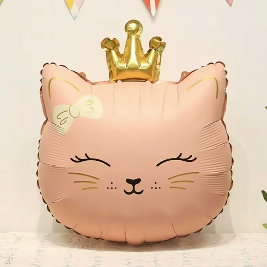 18" MATTE CROWN CAT HEAD DEFLATED FOIL BALLOON