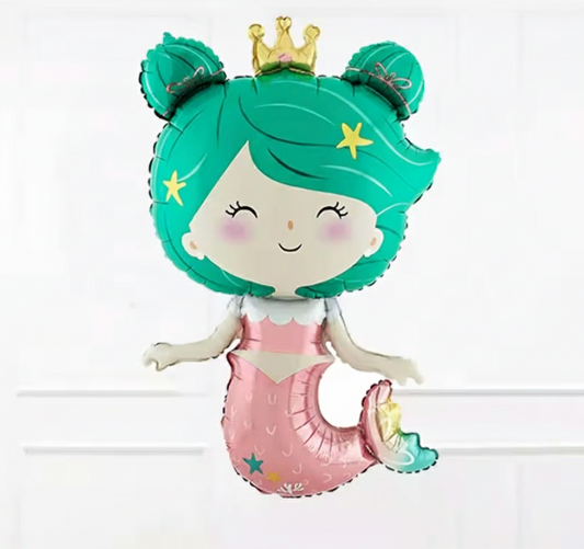 39" CROWN MERMAID DEFLATED FOIL BALLOON