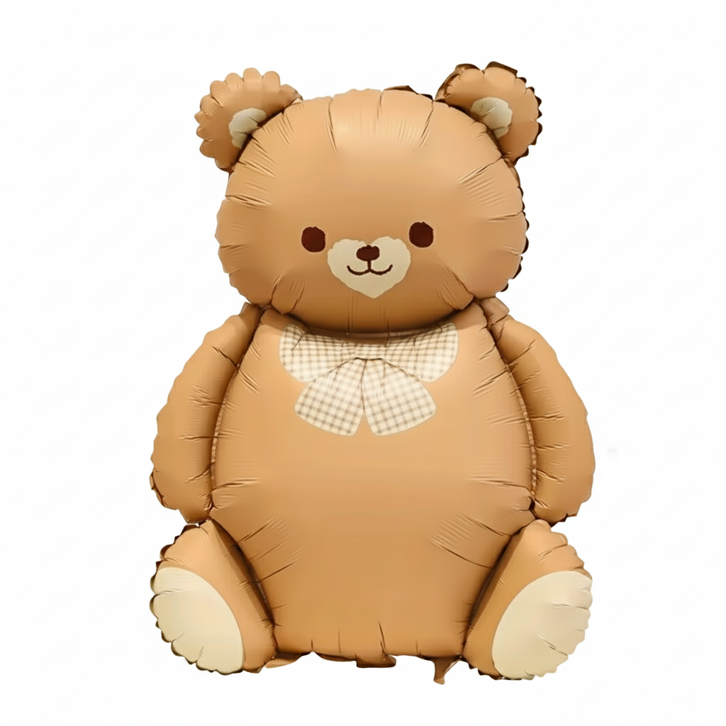 BEAR WITH BOW DEFLATED FOIL BALLOON - Winterberries
