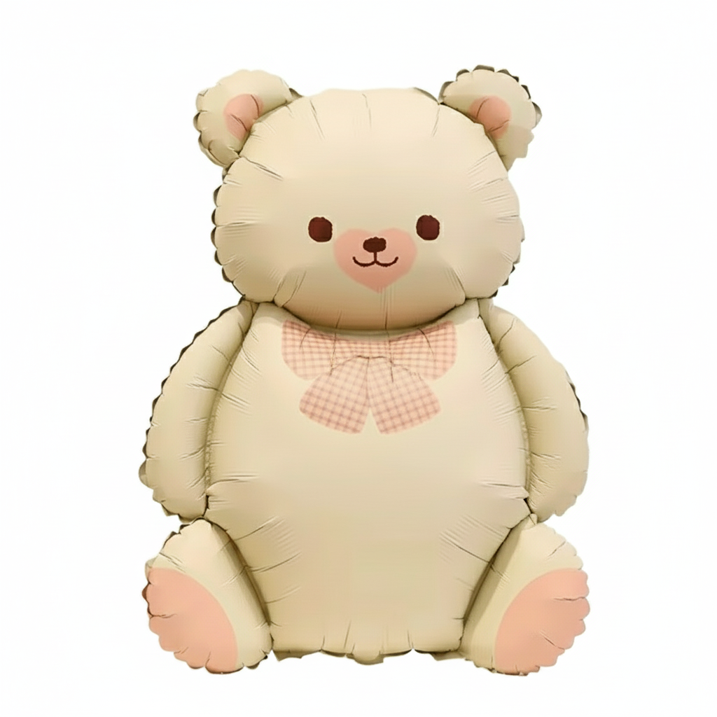 BEAR WITH BOW DEFLATED FOIL BALLOON - Winterberries