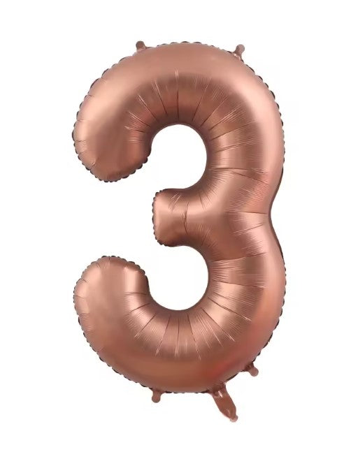 40" TOASTY BROWN NUMBER '3' DEFLATED FOIL BALLOON