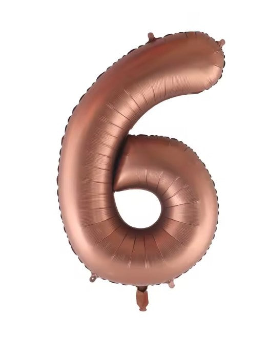 40" TOASTY BROWN NUMBER '6' DEFLATED FOIL BALLOON