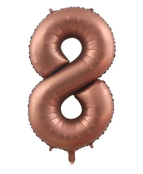 40" TOASTY BROWN NUMBER '8' DEFLATED FOIL BALLOON
