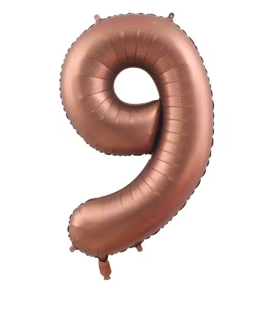 40" TOASTY BROWN NUMBER '9' DEFLATED FOIL BALLOON