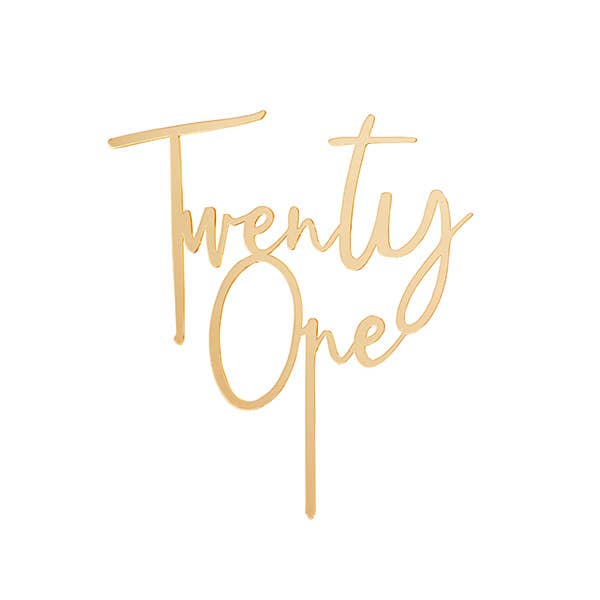 Gold 'Twenty One' Acrylic Cake Topper - Winterberries