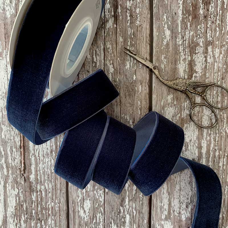 Navy Blue Velvet Ribbon 25mm  - 3 Meter Roll - Winterberries