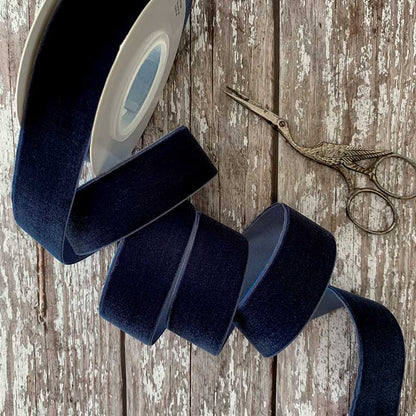 Navy Blue Velvet Ribbon 25mm  - 3 Meter Roll - Winterberries