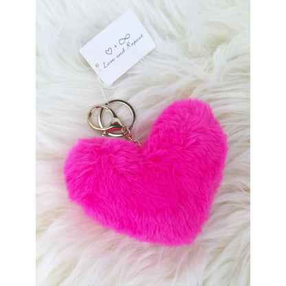 Pom Pom Heart Shape Plush Keychain - Winterberries