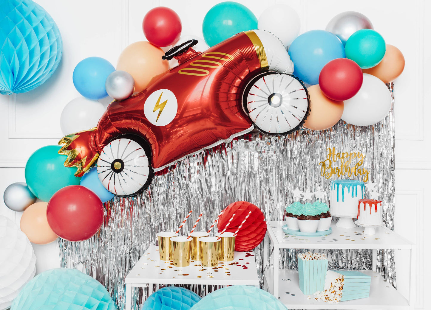 Partydeco Red Foil Car Balloon
