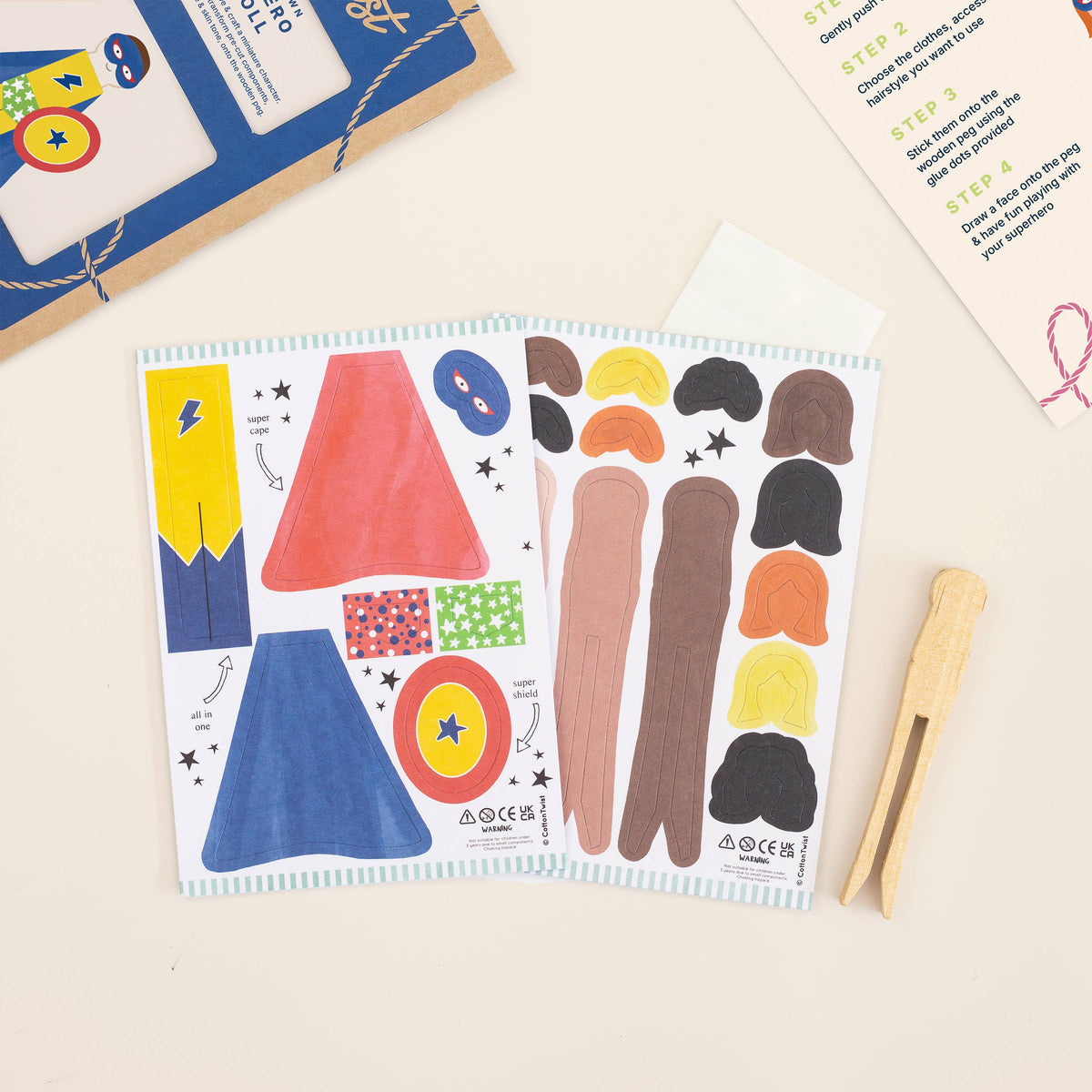 MAKE YOUR OWN SUPERHERO PEG DOLL