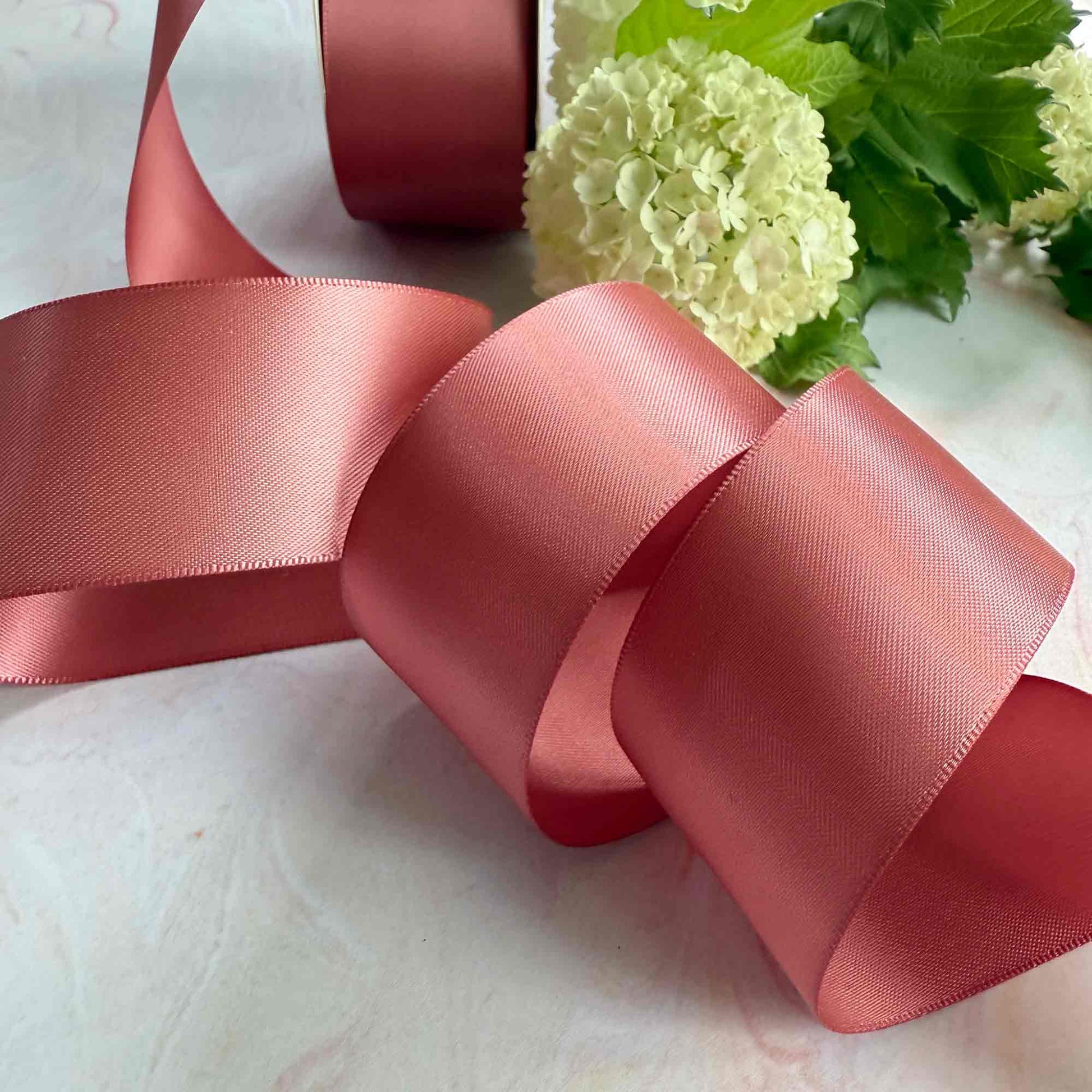 Cinnamon Blush Satin Ribbon in various width rolls - Winterberries