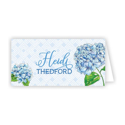 Handpainted Blue Hydrangea Place Card - Winterberries
