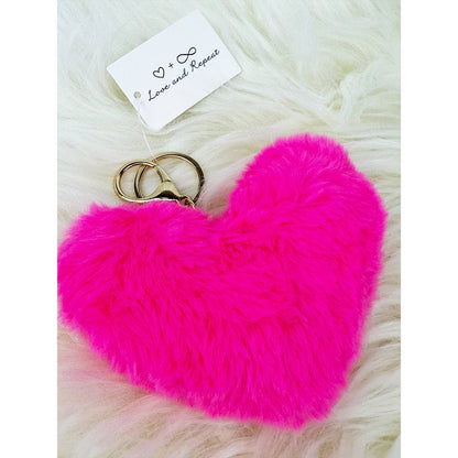 Pom Pom Heart Shape Plush Keychain - Winterberries